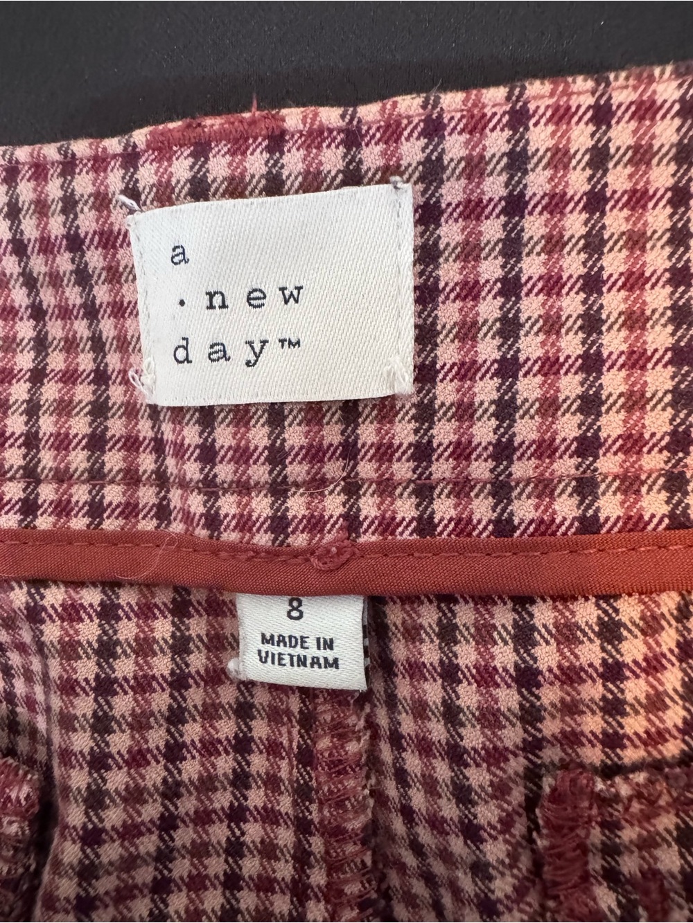 a new day Plaid Wide-Leg High-Waist Pants - Beige/Rust - Picture 8 of 9